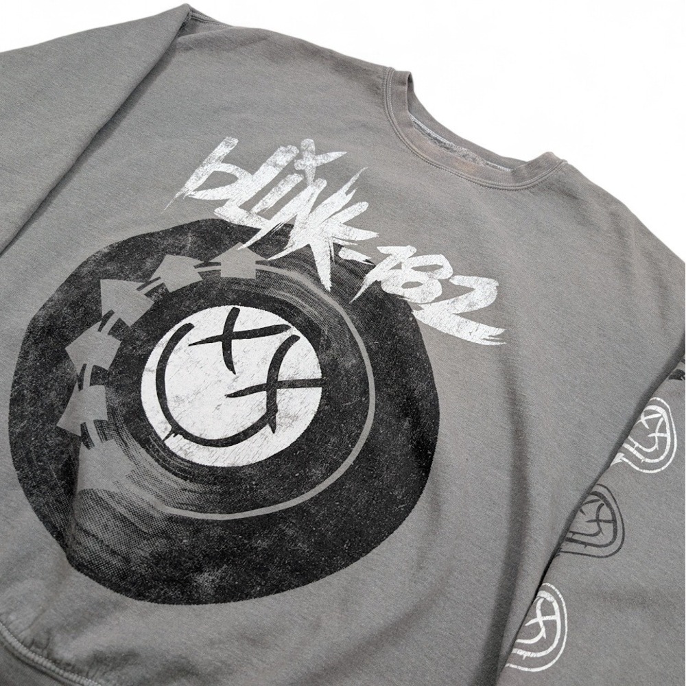 Blink 182 Graphic Sweatshirt Mens Small Gray Band Tee Punk Rock Rock and Roll